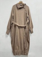 ⁦فستان نسائي طويل الأكمام بياقة عالية مع حزام الخصر⁩ - الصورة ⁦6⁩