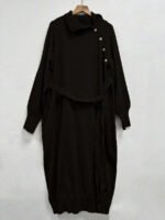 ⁦فستان نسائي طويل الأكمام بياقة عالية مع حزام الخصر⁩ - الصورة ⁦15⁩