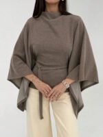 بلوزة كاجوال أنيقة أكمام واسعة وخصر مشدود