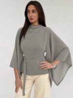 ⁦بلوزة كاجوال أنيقة أكمام واسعة وخصر مشدود⁩ - الصورة ⁦12⁩