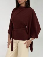 ⁦بلوزة كاجوال أنيقة أكمام واسعة وخصر مشدود⁩ - الصورة ⁦25⁩