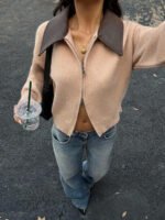 ⁦جاكت ذو ياقة جلد⁩ - الصورة ⁦5⁩