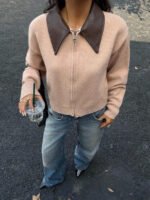 ⁦جاكت ذو ياقة جلد⁩ - الصورة ⁦6⁩