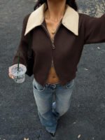 ⁦جاكت ذو ياقة جلد⁩ - الصورة ⁦13⁩