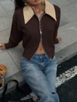 ⁦جاكت ذو ياقة جلد⁩ - الصورة ⁦15⁩