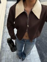 ⁦جاكت ذو ياقة جلد⁩ - الصورة ⁦17⁩