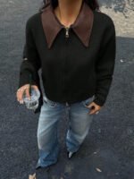 ⁦جاكت ذو ياقة جلد⁩ - الصورة ⁦23⁩