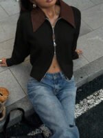 ⁦جاكت ذو ياقة جلد⁩ - الصورة ⁦24⁩