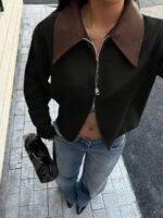 ⁦جاكت ذو ياقة جلد⁩ - الصورة ⁦26⁩