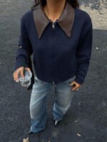 ⁦جاكت ذو ياقة جلد⁩ - الصورة ⁦32⁩