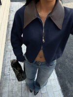 ⁦جاكت ذو ياقة جلد⁩ - الصورة ⁦35⁩