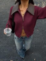 ⁦جاكت ذو ياقة جلد⁩ - الصورة ⁦40⁩