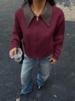 ⁦جاكت ذو ياقة جلد⁩ - الصورة ⁦41⁩