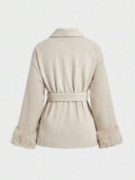 ⁦معطف طويل الأكمام بفرو صطناعي⁩ - الصورة ⁦10⁩