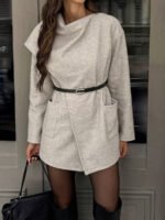 ⁦معطف صوفي بسيط مع ياقة وجيوب⁩ - الصورة ⁦7⁩