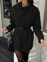 ⁦معطف صوفي بسيط مع ياقة وجيوب⁩ - الصورة ⁦9⁩