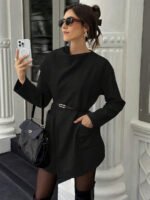 ⁦معطف صوفي بسيط مع ياقة وجيوب⁩ - الصورة ⁦11⁩