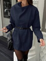 ⁦معطف صوفي بسيط مع ياقة وجيوب⁩ - الصورة ⁦16⁩