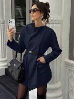 ⁦معطف صوفي بسيط مع ياقة وجيوب⁩ - الصورة ⁦18⁩