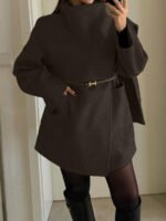 ⁦معطف صوفي بسيط مع ياقة وجيوب⁩ - الصورة ⁦28⁩