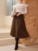 ⁦تنورة طويلة أنيقة من الجلد المدبوغ⁩ - الصورة ⁦9⁩