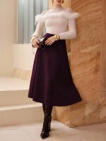 ⁦تنورة طويلة أنيقة من الجلد المدبوغ⁩ - الصورة ⁦40⁩