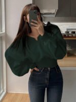 ⁦بلوزة ذات ياقة مدببة أكمام طويلة⁩ - الصورة ⁦13⁩