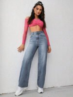 ⁦بنطلون جينز نسائي فضفاض⁩ - الصورة ⁦7⁩