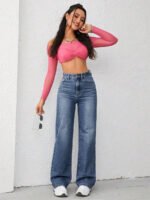 ⁦بنطلون جينز نسائي فضفاض⁩ - الصورة ⁦11⁩