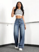 ⁦بنطلون جينز نسائي فضفاض⁩ - الصورة ⁦16⁩