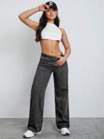 ⁦بنطلون جينز فضفاض بقصة رجلين واسعة⁩ - الصورة ⁦10⁩