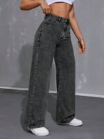 ⁦بنطلون جينز فضفاض بقصة رجلين واسعة⁩ - الصورة ⁦17⁩