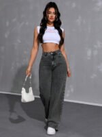 ⁦بنطلون جينز فضفاض بقصة رجلين واسعة⁩ - الصورة ⁦18⁩