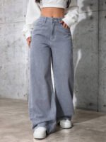 ⁦بنطلون جينز فضفاض بقصة رجلين واسعة⁩ - الصورة ⁦24⁩