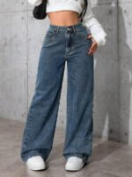 ⁦بنطلون جينز فضفاض بقصة رجلين واسعة⁩ - الصورة ⁦29⁩