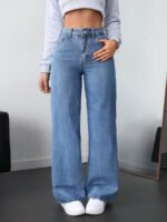 ⁦بنطلون جينز فضفاض بقصة رجلين واسعة⁩ - الصورة ⁦31⁩