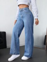 ⁦بنطلون جينز فضفاض بقصة رجلين واسعة⁩ - الصورة ⁦34⁩