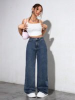 ⁦بنطلون جينز فضفاض بقصة رجلين واسعة⁩ - الصورة ⁦39⁩