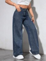 ⁦بنطلون جينز فضفاض بقصة رجلين واسعة⁩ - الصورة ⁦40⁩