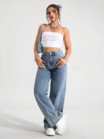 ⁦بنطلون جينز فضفاض بقصة رجلين واسعة⁩ - الصورة ⁦45⁩