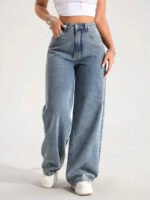 ⁦بنطلون جينز فضفاض بقصة رجلين واسعة⁩ - الصورة ⁦48⁩