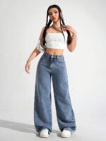 ⁦بنطلون جينز فضفاض بقصة رجلين واسعة⁩ - الصورة ⁦53⁩