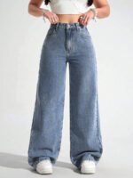 ⁦بنطلون جينز فضفاض بقصة رجلين واسعة⁩ - الصورة ⁦54⁩