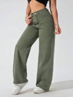 ⁦بنطلون جينز فضفاض بقصة رجلين واسعة⁩ - الصورة ⁦60⁩