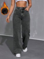 ⁦بنطلون جينز فضفاض بقصة رجلين واسعة⁩ - الصورة ⁦65⁩