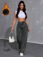 ⁦بنطلون جينز فضفاض بقصة رجلين واسعة⁩ - الصورة ⁦69⁩