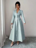 ⁦فستان طويل رسمي بياقة وأكمام طويلة⁩ - الصورة ⁦21⁩