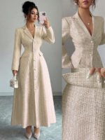 ⁦فستان طويل رسمي بياقة وأكمام طويلة⁩ - الصورة ⁦25⁩