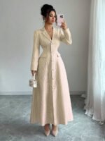 ⁦فستان طويل رسمي بياقة وأكمام طويلة⁩ - الصورة ⁦31⁩