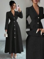 ⁦فستان طويل رسمي بياقة وأكمام طويلة⁩ - الصورة ⁦33⁩